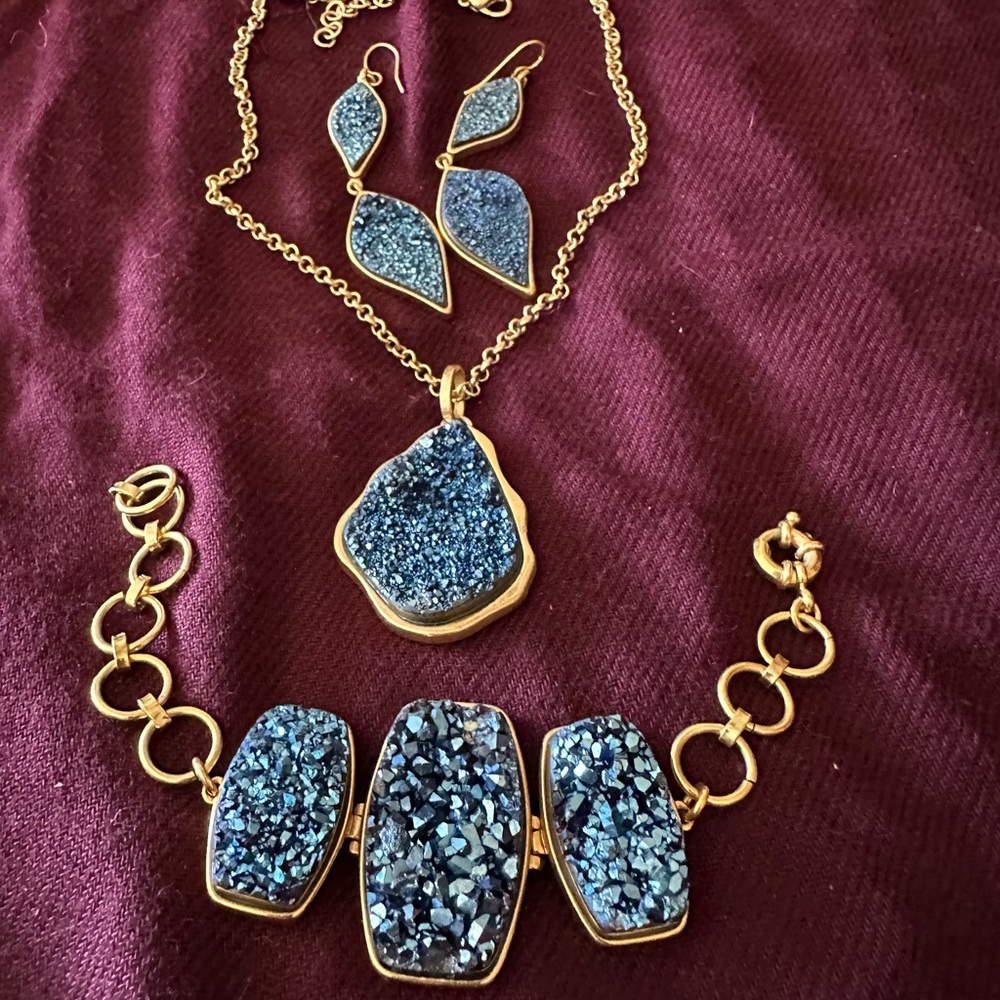 Necklace, bracelet and earrings
